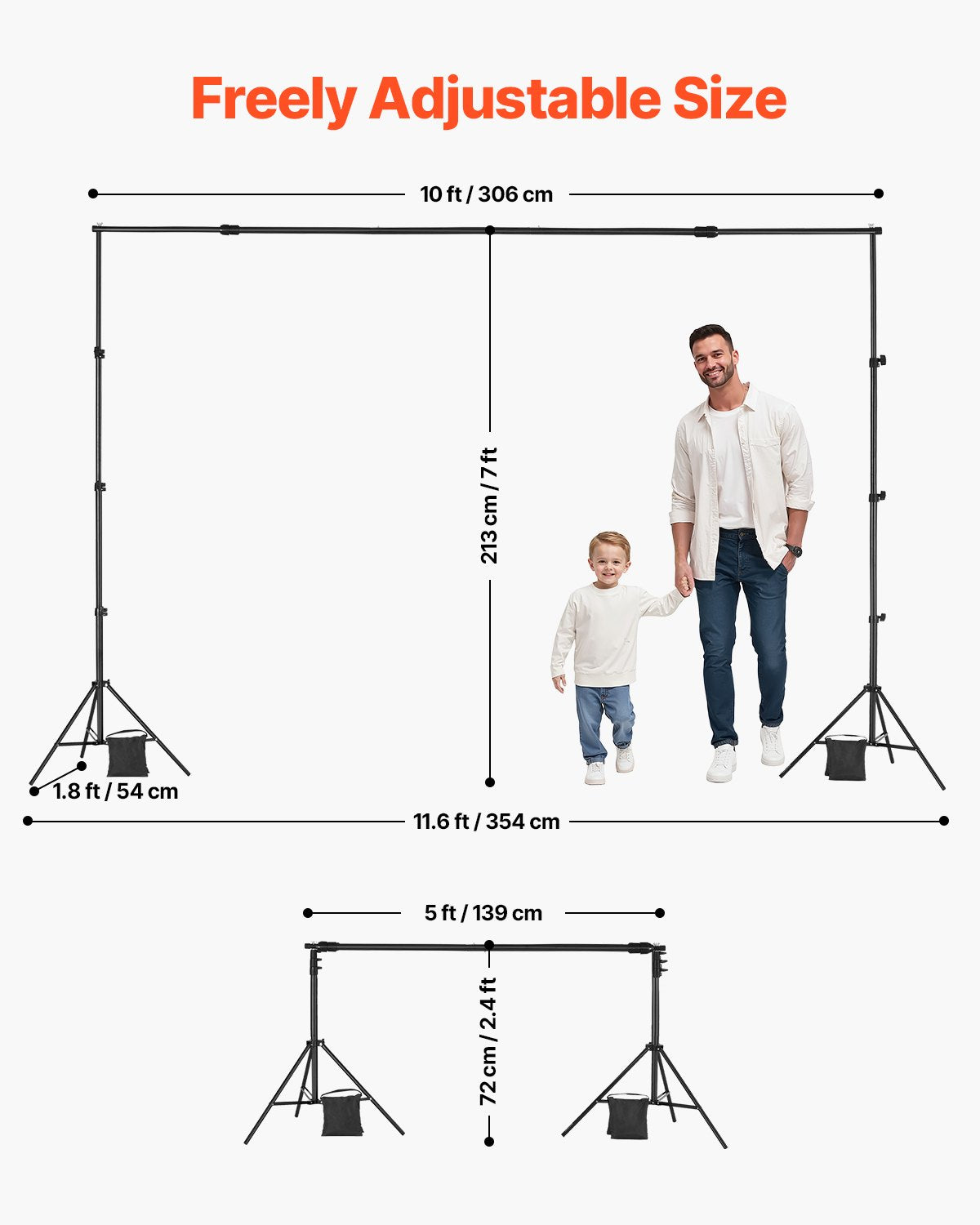 VEVOR Backdrop Stand Background Stand Kit 213 x 300 cm for Party & Photo Studio