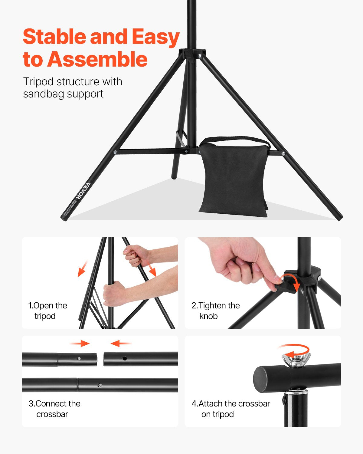 VEVOR Backdrop Stand Background Stand Kit 213 x 300 cm for Party & Photo Studio