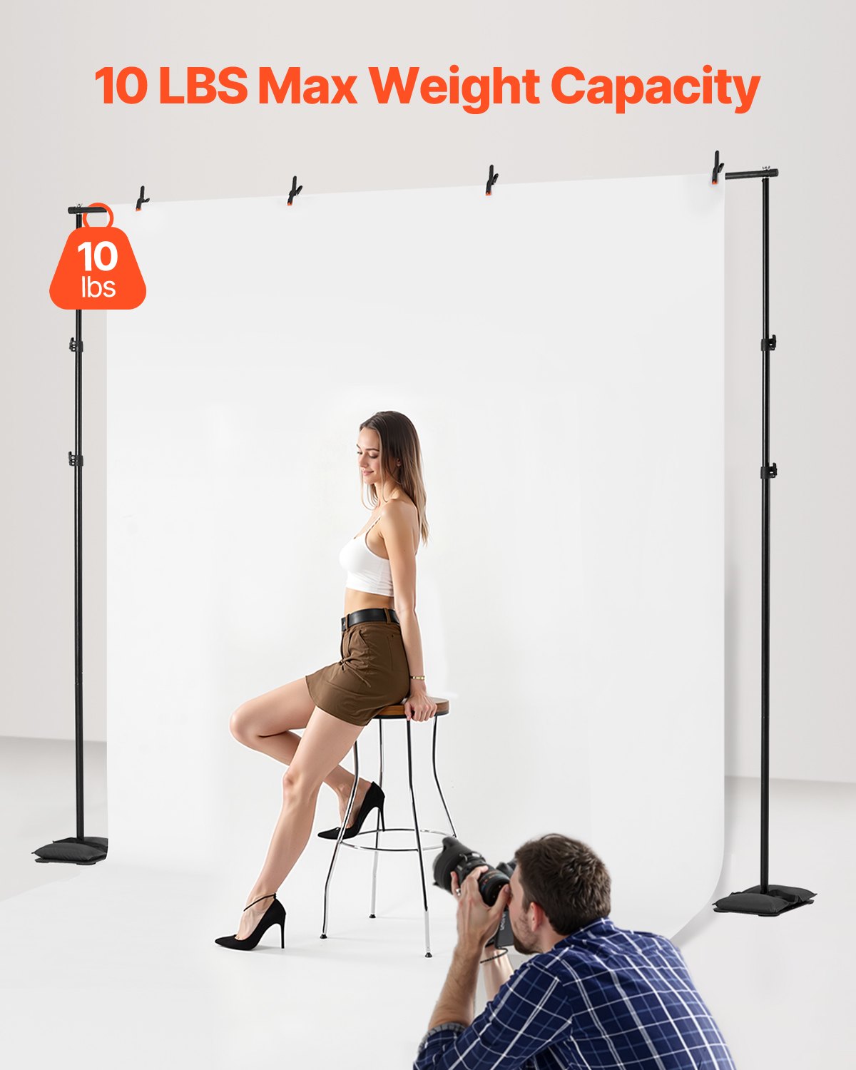 VEVOR Backdrop Stand Background Stand Kit 260 x 300 cm for Party & Photo Studio