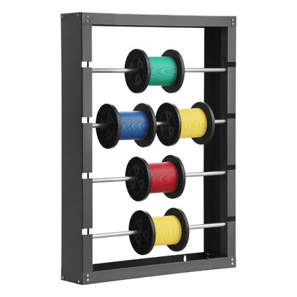 Wire Spool Rack 4 Adjustable Rods Spool Holder Wall Mount 150 lbs Capacity