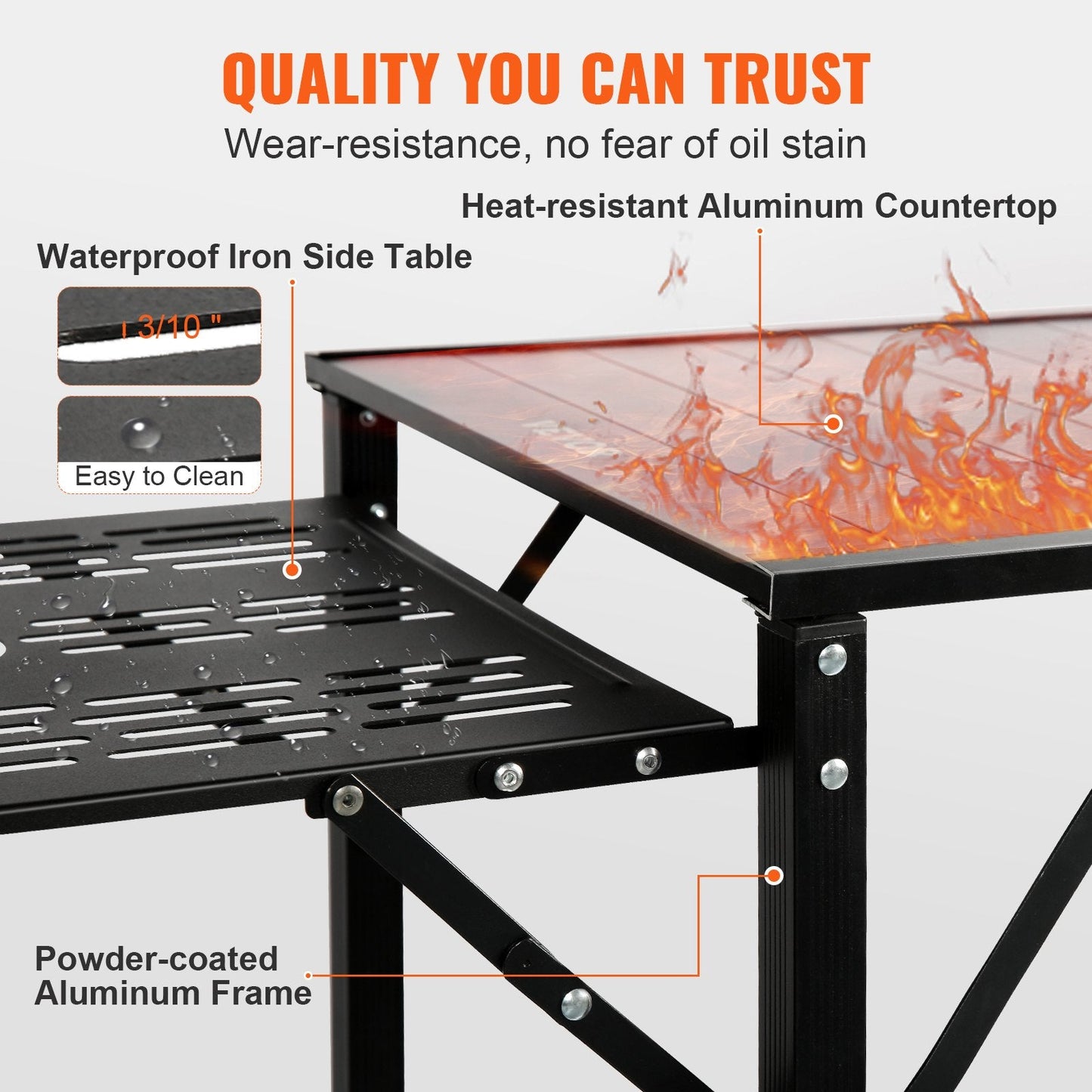 Portable Outdoor Kitchen Station with Aluminum Table & Removable Sink, 174x50x160 cm