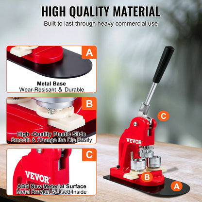DIY Badge Punch Press Kit, 25mm, with 500 Button Parts and Magic Book