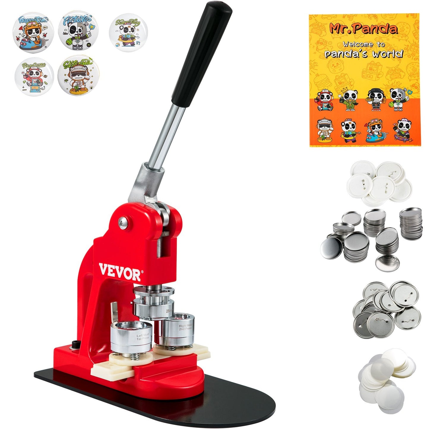 DIY Badge Punch Press Kit, 25mm, with 500 Button Parts and Magic Book