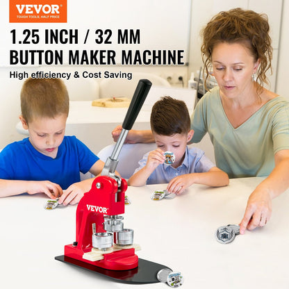 DIY Badge Punch Press Kit, 32 mm Pin Maker with 500 Button Parts & Cutter