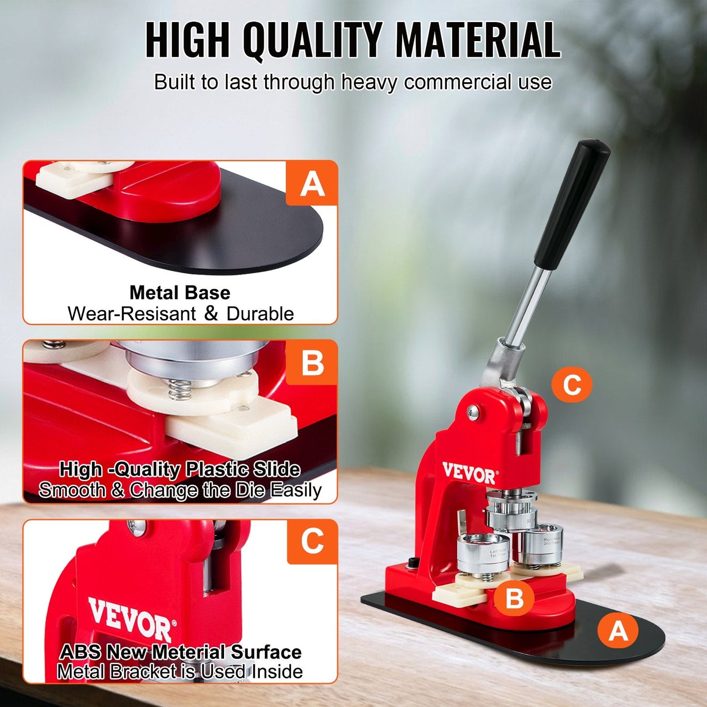 DIY Badge Punch Press Kit, 32 mm Pin Maker with 500 Button Parts & Cutter