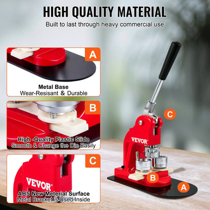 DIY Badge Punch Press Kit, 32 mm Pin Maker with 500 Button Parts & Cutter