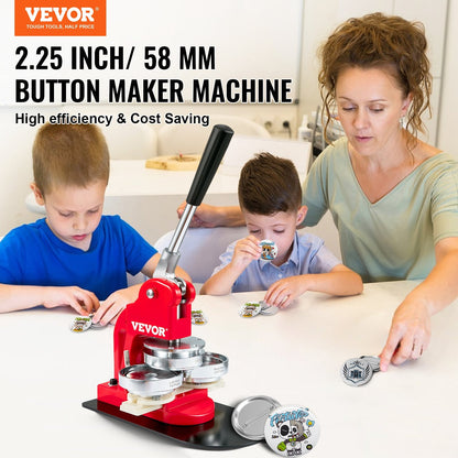 Manual Button Maker Machine with 58mm Die and 500-Piece Press Kit