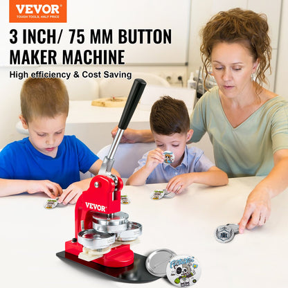 VEVOR Button Maker Machine, 75 mm (3 inch) Badge Punch Press Kit, Children DIY Gifts