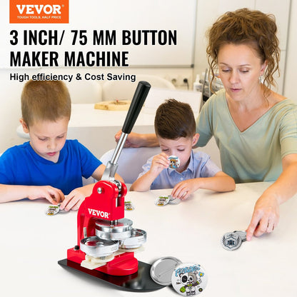 75 mm Badge Punch Press Kit for Kids with 500 Button Parts & Circle Cutter