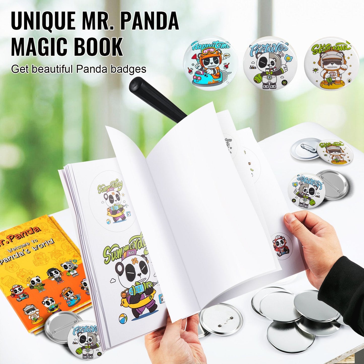 75 mm Badge Punch Press Kit for Kids with 500 Button Parts & Circle Cutter