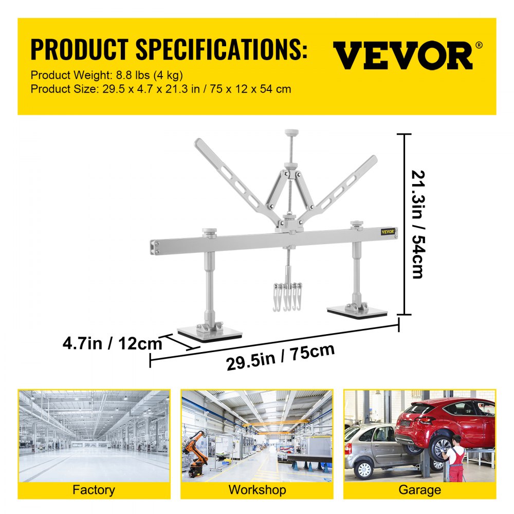 Dent Pull Lever Bar Kit Dent Puller 75 CM(30Inch) 6 Claw Hook for Aluminum and Steel Dent Pulling