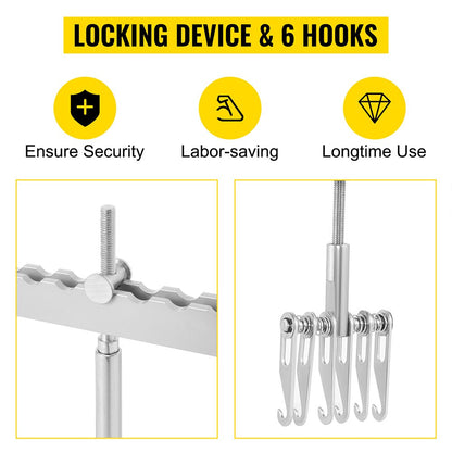 Portable Dent Puller with 6 Claw Hooks for Car Repair, Aluminum Alloy, 0.6m Lever