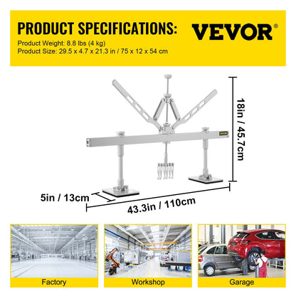 Dual Arm Dent Pulling Lever Bar Kit for Aluminum & Steel, 1.1m Length