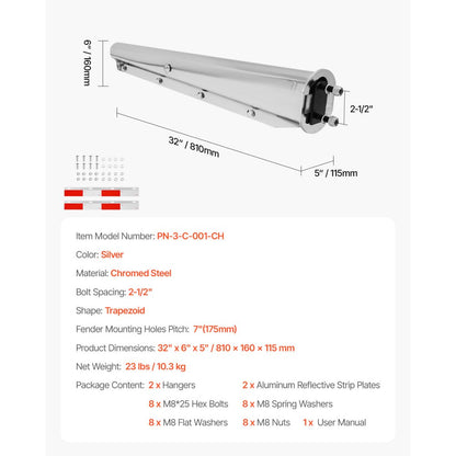 VEVOR Straight Spring Loaded Mud Flap Hangers for Semi Truck 63.5mm Bolt Spacing