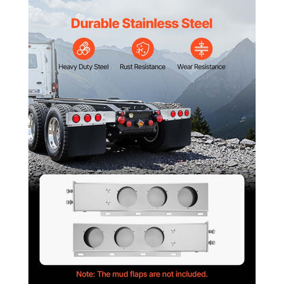 VEVOR Stainless Steel Mud Flap Hangers with Light Cutouts for Semi Trucks 63.5mm