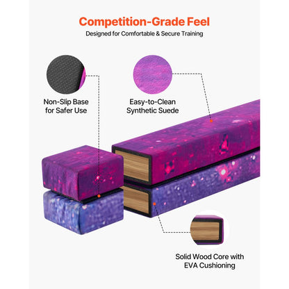 8FT Folding Gymnastic Balance Beam for Kids with Carrying Bag Galaxy