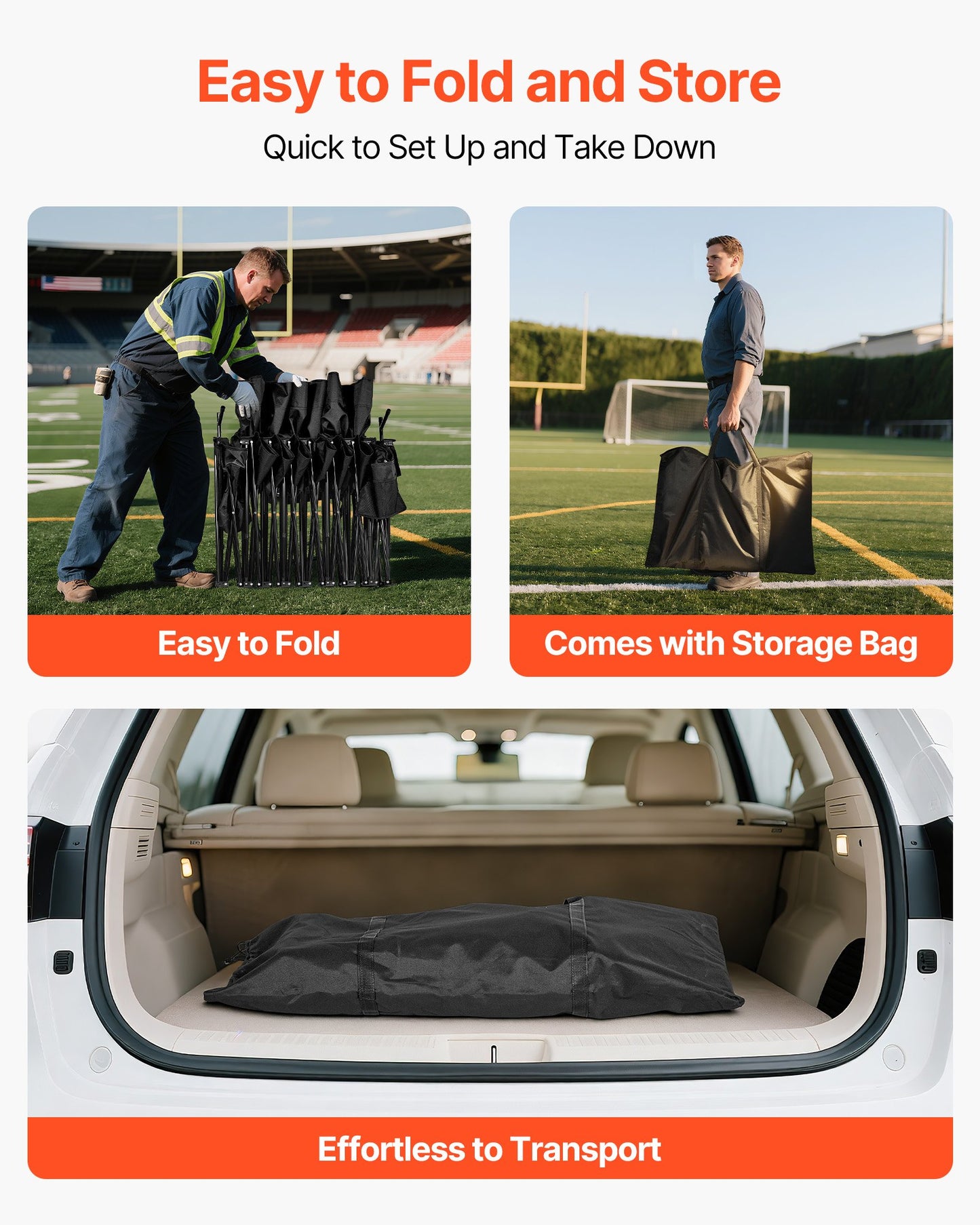 Portable Folding Bench, 6 Seat Soccer Bench with Storage Pockets Cup Holders & Carrying Bag, Lightweight Sideline Seating with Sunshade for Football, Baseball, Camping, Outdoor Events, Black