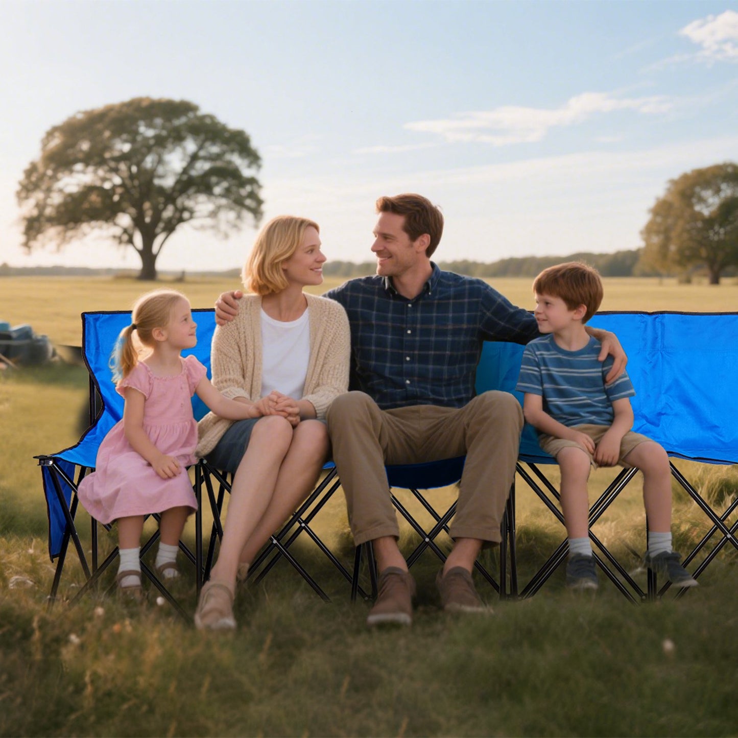 Portable Folding Bench, 8 Seat Foldable Soccer Bench with Side Pockets and Carrying Bag, Lightweight Sideline Seating with Back Rest for Football, Baseball, Camping, Outdoor Events, Blue