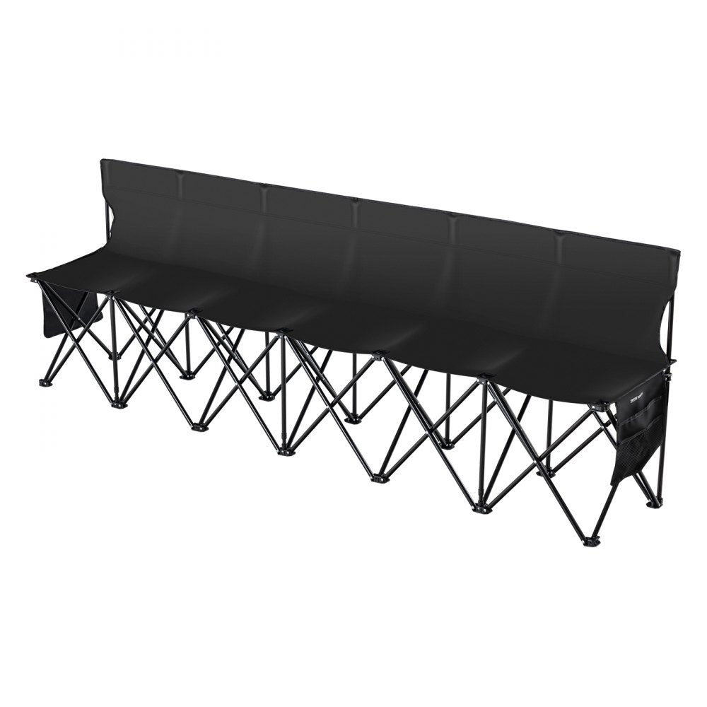 VEVOR 6 Seat Portable Folding Sport Bench Outdoor Camping Chair with Carry Bag