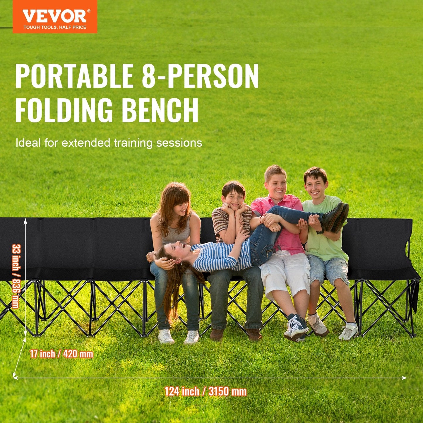 8-Seat Portable Folding Sport Bench with Carry Bag, 3.15m, 10.95 kg