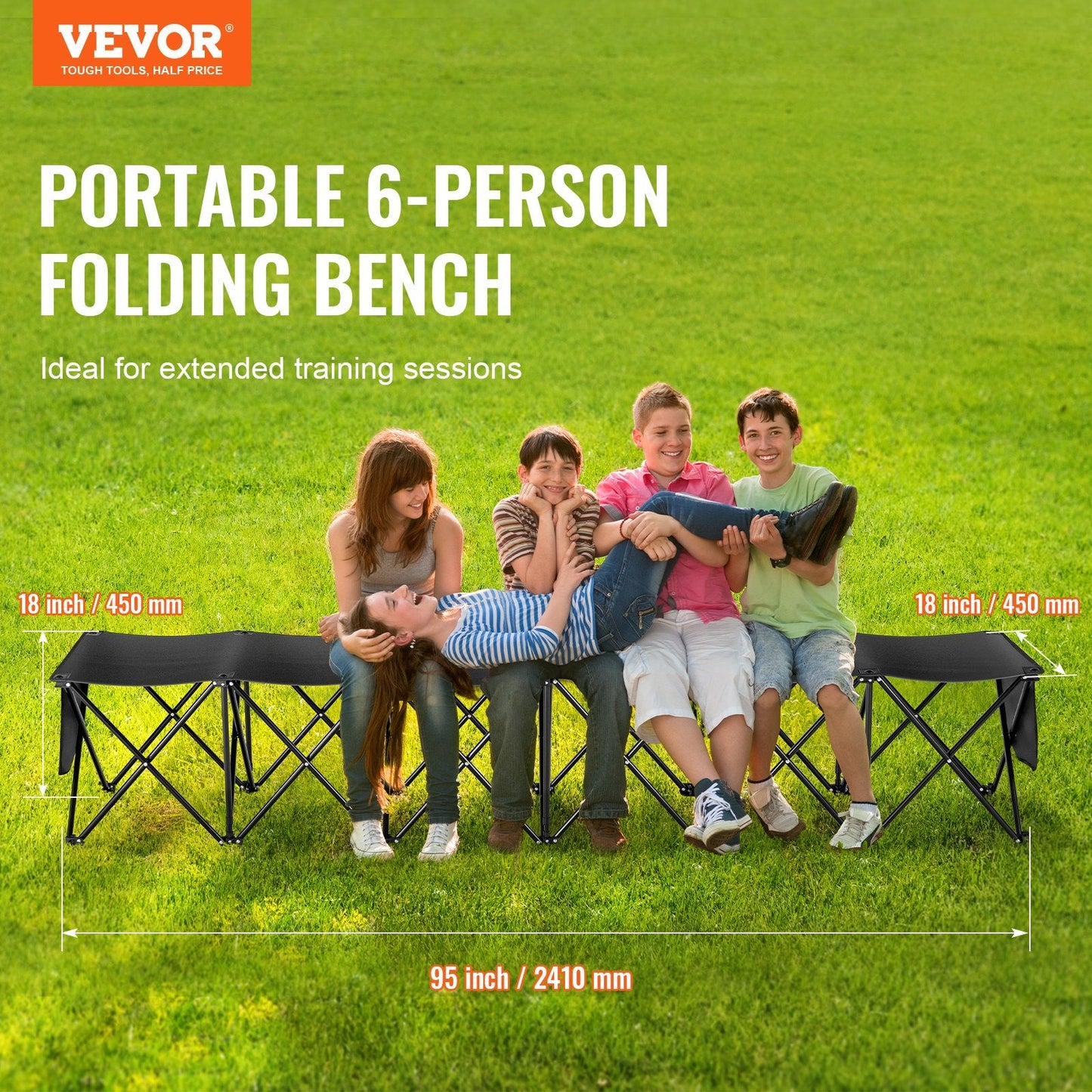 6-Seater Portable Folding Bench for Outdoor Events with Carrying Bag