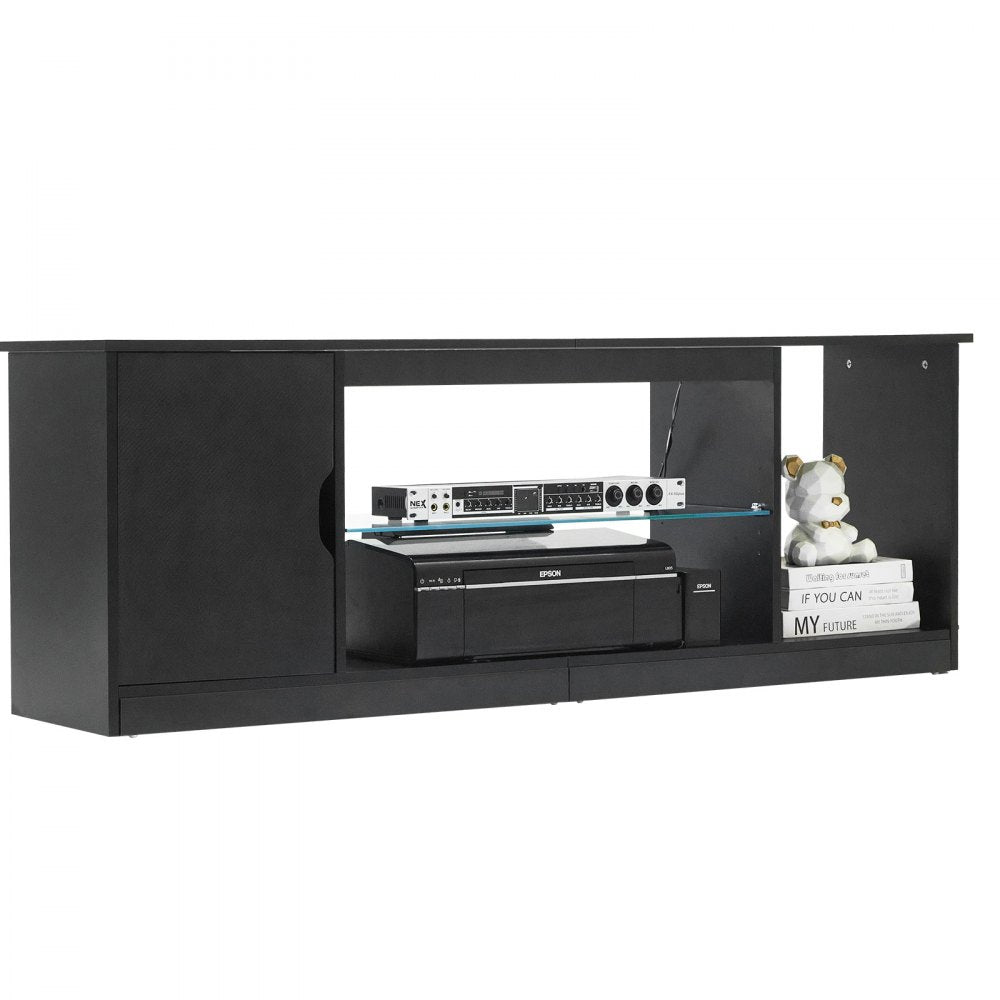 TV Stand for TVs up to 65 in Modern Entertainment Center with Glass Shelf