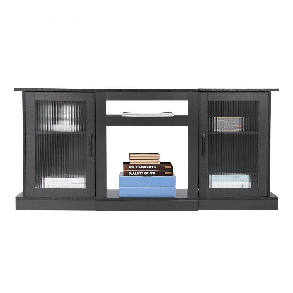 TV Stand for TVs up to 65 in Modern Entertainment Center with Glass Doors