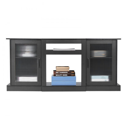 TV Stand for TVs up to 65 in Modern Entertainment Center with Glass Doors