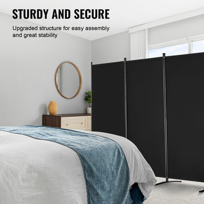VEVOR Room Divider 4 Panels Fabric Privacy Screen for Office Bedroom Black