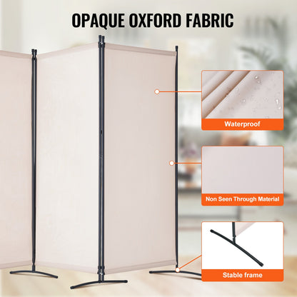 VEVOR Room Divider 3 Panels Fabric Room Privacy Screen for Office Bedroom Beige