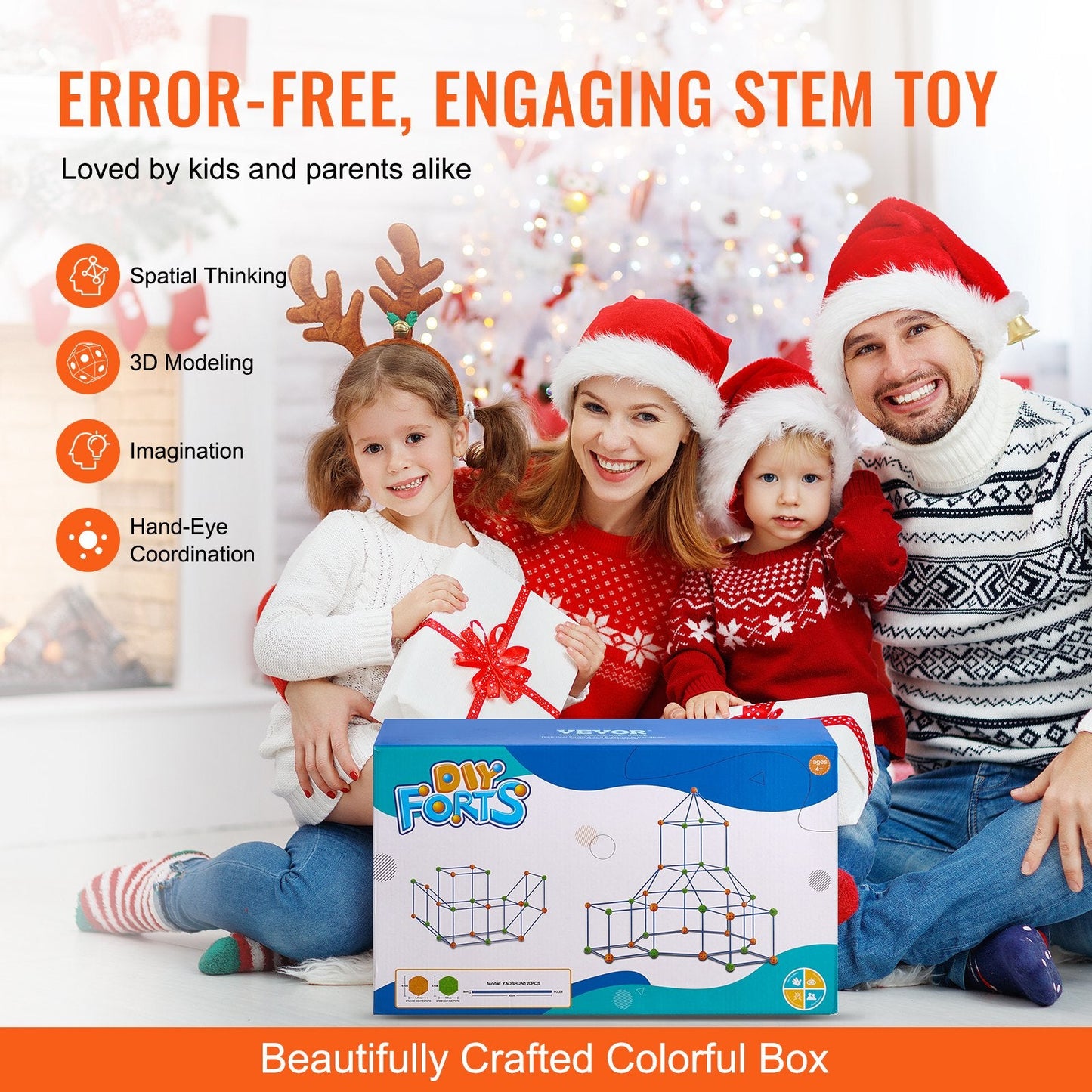 Kids' STEM Castle Fort Building Kit - 120 Piece Set, 2.53 kg