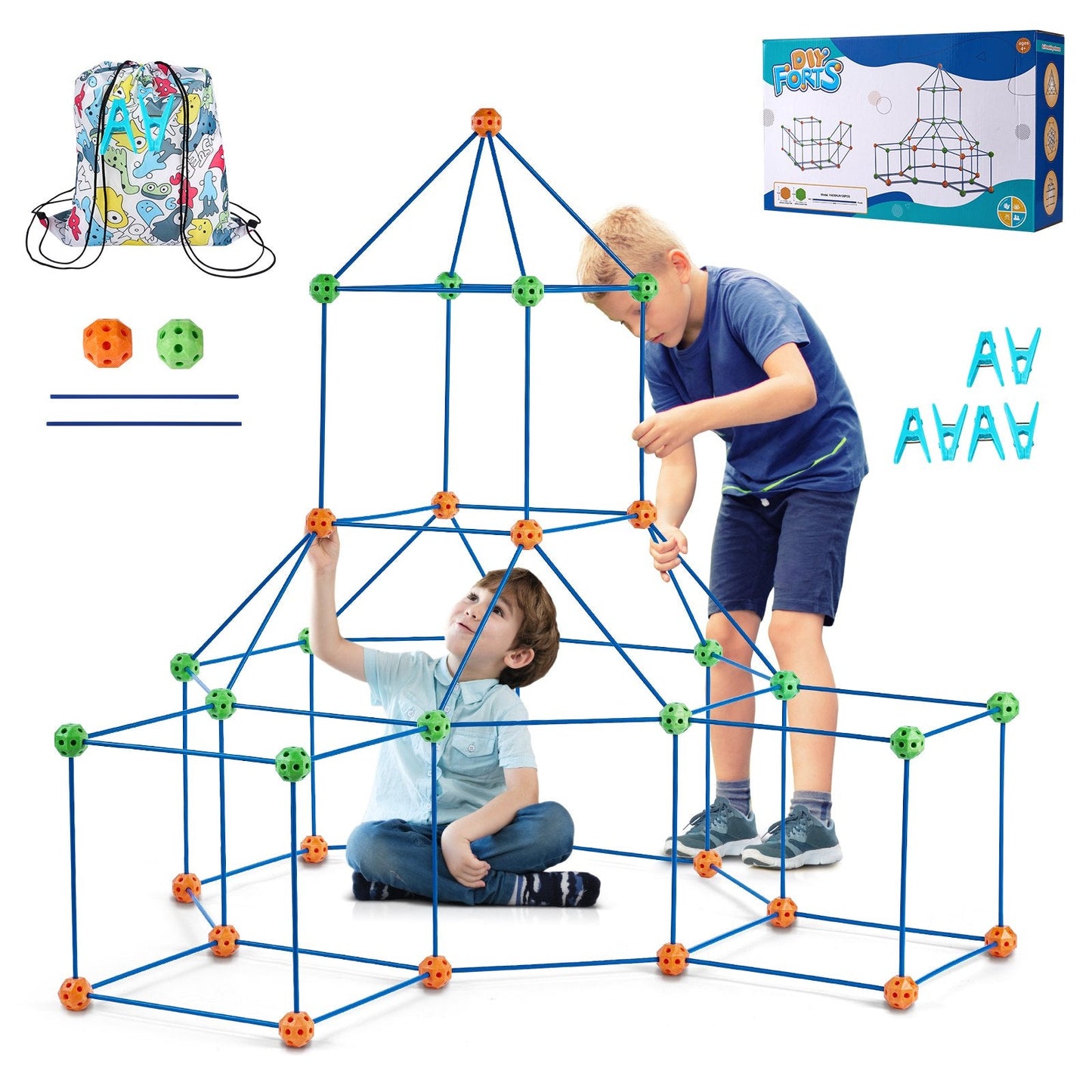 Kids' STEM Castle Fort Building Kit - 120 Piece Set, 2.53 kg