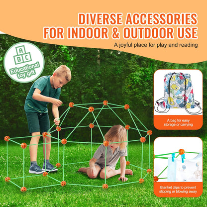 Glow-in-the-Dark Kids' Fort Building Kit - 140 Piece STEM Toy, 2.8 kg