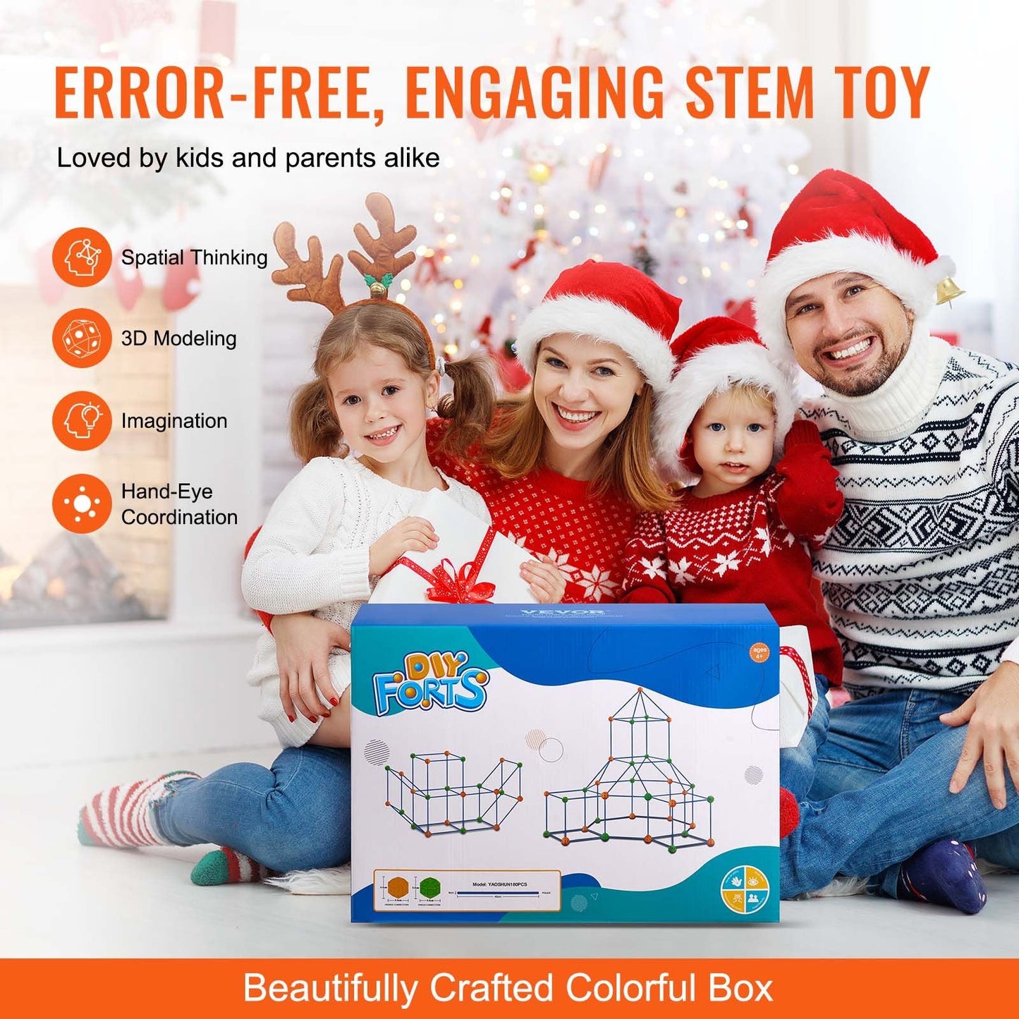 Kids' STEM Castle Fort Building Kit - 180 Pieces, 3.7 kg, Portable & Educational