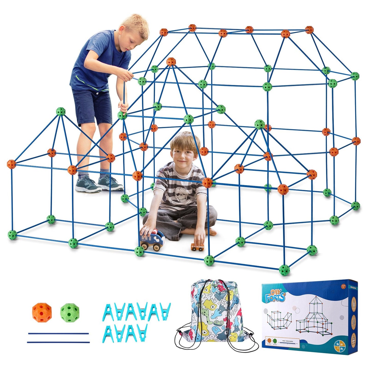 Kids' STEM Castle Fort Building Kit - 180 Pieces, 3.7 kg, Portable & Educational