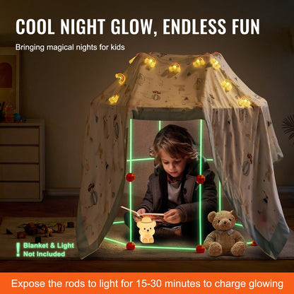 Kids' Glow-in-the-Dark Tent Fort Building Kit - 85 Pieces, 1.8 kg