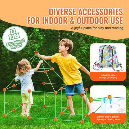 Kids' Glow-in-the-Dark Tent Fort Building Kit - 85 Pieces, 1.8 kg