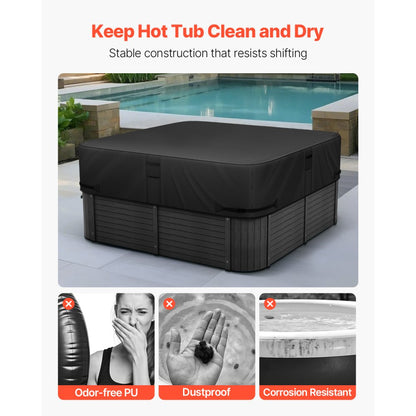 VEVOR Outdoor Hot Tub Cover 2285x2285x508mm Weatherproof and Waterproof Black