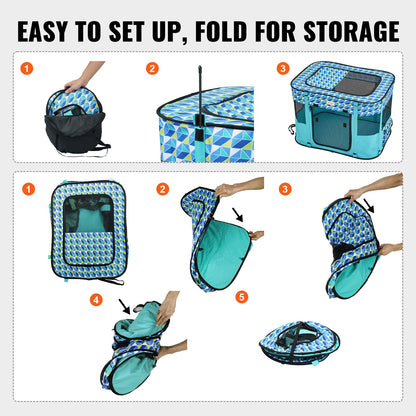 VEVOR Foldable Pet Playpen, 32'' x 24'' x 22'' Portable Dog Playpen, Crate Kennel