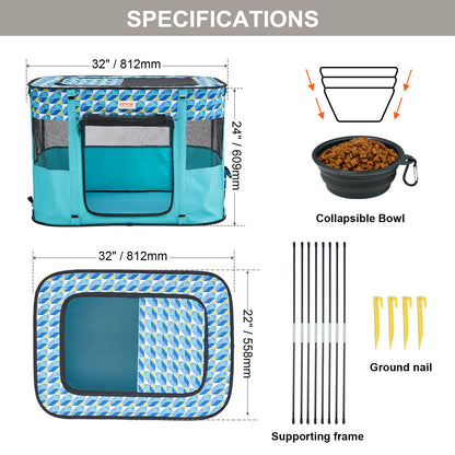 VEVOR Foldable Pet Playpen, 32'' x 24'' x 22'' Portable Dog Playpen, Crate Kennel