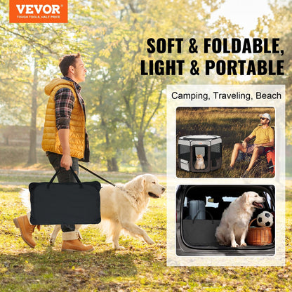 Portable Foldable Pet Playpen, 0.9m Octagonal Crate for Dogs and Cats