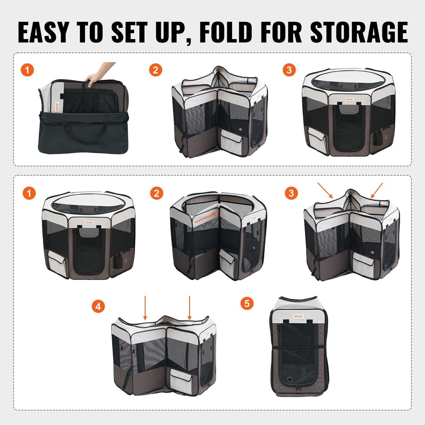 Portable Foldable Pet Playpen, 0.9m Octagonal Crate for Dogs and Cats