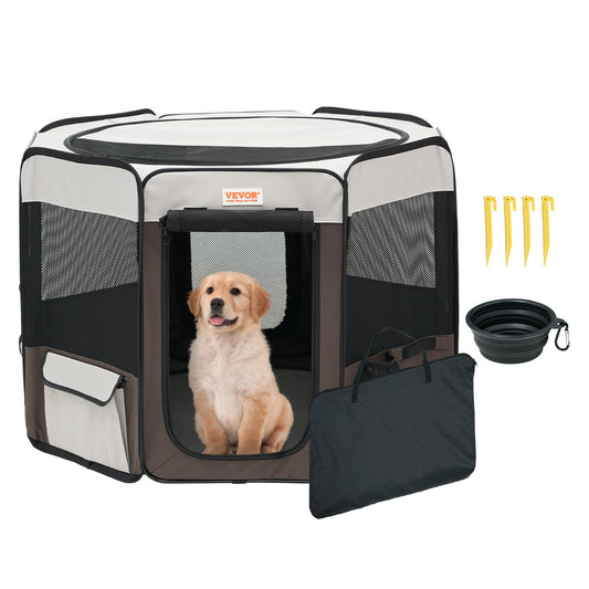 VEVOR Foldable Pet Playpen, 36 inch Portable Dog Playpen, Crate Kennel for Puppy,