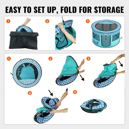 VEVOR Foldable Pet Playpen, 44'' x 44'' x 24'' Portable Dog Playpen, Crate Kennel