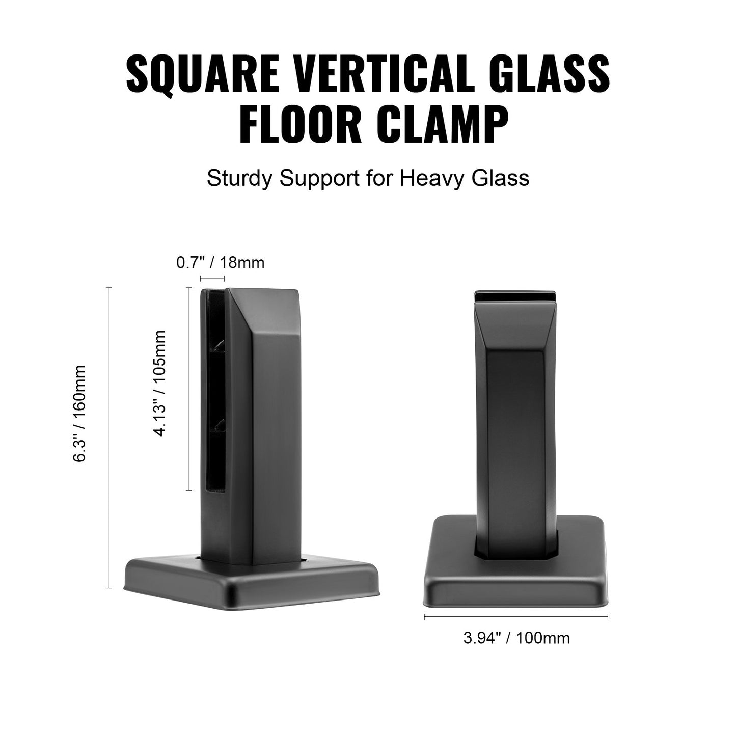 VEVOR Glass Clamp, 4 PCS Square Glass Railing Bracket for 0.31 "-0.47 " Tempered
