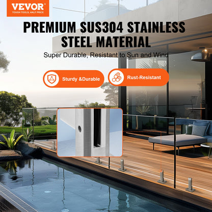 VEVOR Glass Clamp, 10 PCS Square Glass Railing Bracket for 0.31 "-0.47 " Tempered