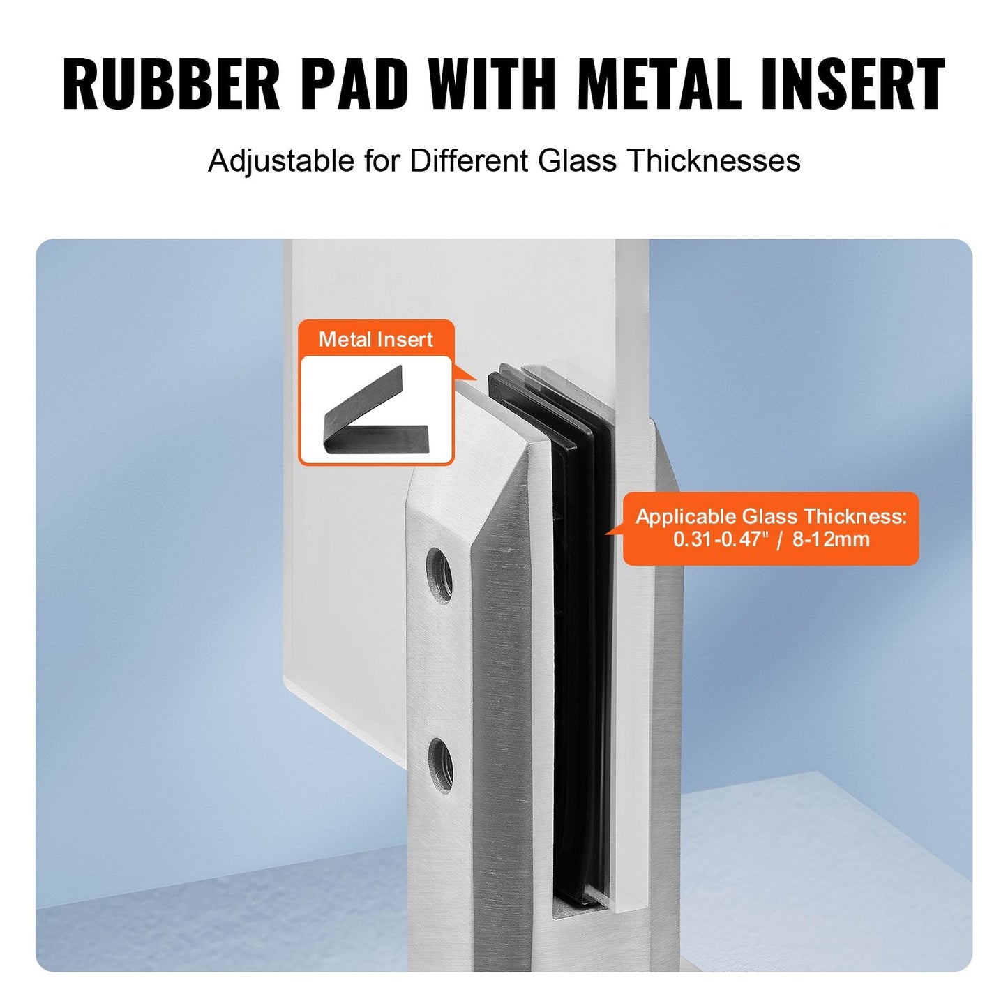 Stainless Steel Glass Clamps, 10 PCS for 8-12mm Glass, 10 kg Load Capacity
