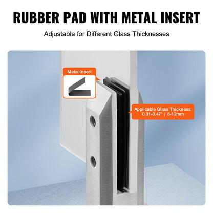 Stainless Steel Glass Clamps, 10 PCS for 8-12mm Glass, 10 kg Load Capacity