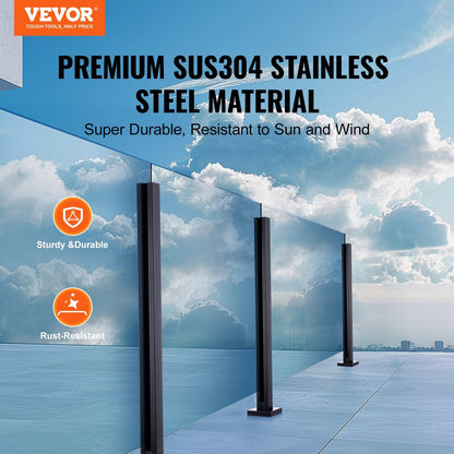 Stainless Steel Glass Railing Bracket, 1050mm Height for 10-12mm Glass
