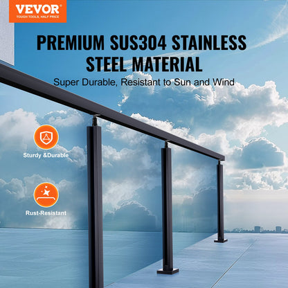 VEVOR Glass Clamp, 35.83" Height Glass Railing Bracket for 0.39 "-0.47 " Thickness